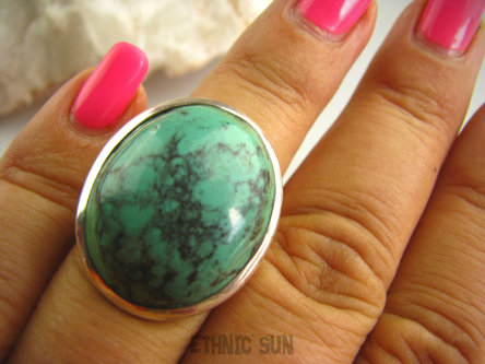 bpe3036 Klasyczny stonowany piękny kolor turkusu  Pierścień naturalny TURKUS - symbol zadowolenia i sukcesu Turkusy r.14 Srebro 925 #