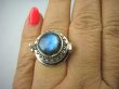 bpe5359  MAX BLASK Biżuteria Orientalna Piękny Sekretnik Otwierany Pierścień na zdjęcia Labradoryt Spektrolit - kamień Zorzy Polarnej r.16 Srebro 925 # - 2
