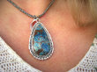 bwe3403 Piękna Egzotyczny Wisior naturalny Wielobarwny AZURYT zdobione Srebro 925 # - 3
