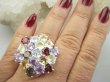 bpee4543 BOSKO PIĘKNY WIELOBARWNY Pierścień Pierścionek naturalny Cytryn, Ametyst, Blue Topaz, Granat, Kwarc Dymny r.16/ r.17 SREBRO 925 # - 3