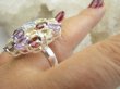 bpee4543 BOSKO PIĘKNY WIELOBARWNY Pierścień Pierścionek naturalny Cytryn, Ametyst, Blue Topaz, Granat, Kwarc Dymny r.16/ r.17 SREBRO 925 # - 4