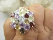 bpee4543 BOSKO PIĘKNY WIELOBARWNY Pierścień Pierścionek naturalny Cytryn, Ametyst, Blue Topaz, Granat, Kwarc Dymny r.16/ r.17 SREBRO 925 # - 5