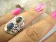 bpe9058 Biżuteria Orientalna - Egzotyczny Pierścień Pierścionek Labradoryt Spektrolit kamień Zorzy Polarnej r.16 Srebro 925 # - 7