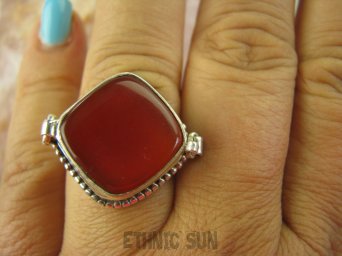 bpe6311 Biżuteria Orientalna !!! Otwierany Pierścień na Zdjęcia, Marzenia SEKRETNIK Czerwony ONYKS r.21/ r.22 Srebro 925 #