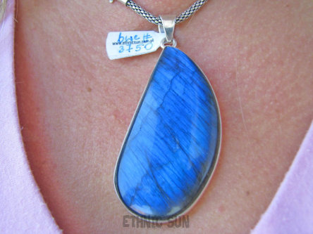 bwe3750 Wielka 7,1cm LŚNIĄCA Kropla TAFLA !! DUŻY 26 gramów !!! PIĘKNY Wisior Zawieszka LABRADORYT Spektrolit - kamień Zorzy Polarnej w klasycznej oprawie Srebro 925 #