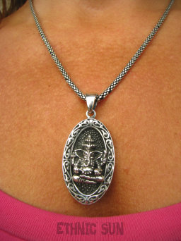 bwe1922 Trójwymiarowy Święty DUŻY 5.1 cm masywny 21 g AMULET GANESZ Ganesh - Bóg Obfitości, Powodzenia, Opiekun Dzieci CUDO Wisior cały ze Srebra SREBRO 925 #