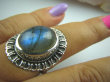 bpe4998 OKSYDOWANY MELONIK  !!!  Duży i Piękny OKAZ Pierścień Labradoryt Spektrolit - kamień Zorzy Polarnej r.17/r.18 Srebro 925 # - 4