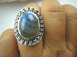 bpe4998 OKSYDOWANY MELONIK  !!!  Duży i Piękny OKAZ Pierścień Labradoryt Spektrolit - kamień Zorzy Polarnej r.17/r.18 Srebro 925 # - 7