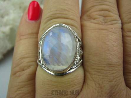 bpe5323 Biżuteria Egzotyczna !!! Delikatny Ażurowy Pierścień Kamień Księżycowy r.16 ażurowa obrączka Srebro 925 #