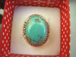 bpe8330 Niezwykły OKAZ Pierścień Pierścionek naturalny TURKUS ARIZONA Turkusy r.16 egzotyczne Srebro 925 # - 7