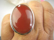 bpe9262 DUŻY Cudowny Regulowany Klasyczny Pierścień Pierścionek czerwony ONYKS regeneruje SERCE, EGZEMY,PAMIĘĆ r.14, r.15, r.16, r.17 Srebro 925 # - 4