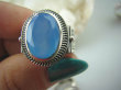 bpee3219 Elegancki Pięknie Zdobiony Pierścień szlifowany Chalcedon (tarczyca) CZAKRA GARDŁA r.15/ r.16 Srebro 925 #  - 8