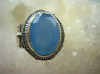 bpee3219 Elegancki Pięknie Zdobiony Pierścień szlifowany Chalcedon (tarczyca) CZAKRA GARDŁA r.15/ r.16 Srebro 925 #  - 9