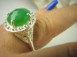 bpee3583 Cudowny LUX Wysoki Pierścień szlifowany zielony Jadeit r.21 lśniące Srebro 925 # - 4
