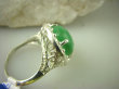 bpee3583 Cudowny LUX Wysoki Pierścień szlifowany zielony Jadeit r.21 lśniące Srebro 925 # - 8