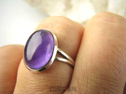 bpe9029 Delikatny Klasyczny Wygodny Pierścień Pierścionek AMETYST - kamień odwagi r.18 Srebro 925 #