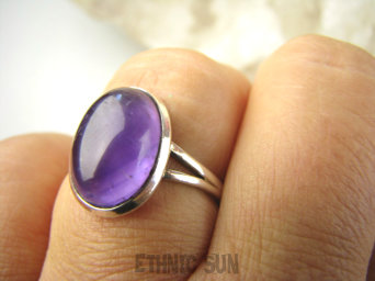 bpe9029 Delikatny Klasyczny Wygodny Pierścień Pierścionek AMETYST - kamień odwagi r.18 Srebro 925 #