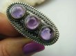 bpe4071 Egzotyczny Długi Pierścień z AMETYSTAMI  AMETYST - kamień mądrości (ochrona, spokój umysłu, rozwój duchowy) r.18 Srebro 925 # - 6