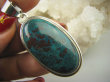 bwe2929 DUŻY KLASYCZNY WISIOR naturalna zielono brązowa CHRYZOKOLA I AZURYT Lśniące Srebro 925 # - 3