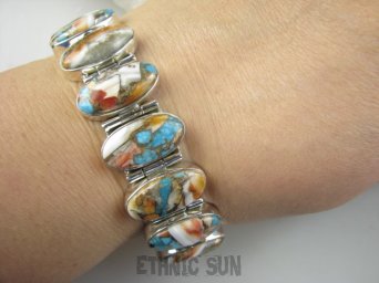 bb3885 Wielobarwna Ostryga Klasyczna Duża 37G Bransoleta TURKUS OSTRYGOWY MIEDZIANY 9 sztuk Turkus OSTRYGA Muszla złota MIEDZ lśniące Srebro 925 #