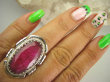 bpee3803 Duży RUBINOWY OKAZ CUDOWNY Pierścień Rubin Indyjski w orientalnej oprawie Rubiny r.20 Srebro 925 # - 2