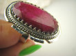 bpee3803 Duży RUBINOWY OKAZ CUDOWNY Pierścień Rubin Indyjski w orientalnej oprawie Rubiny r.20 Srebro 925 # - 7