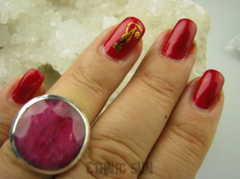 bpee3484 RUBINOWY GUZICZEK !!! PIĘKNY Klasyczny Pierścień szlifowany RUBIN INDYJSKI Rubiny r.13 lśniące Srebro 925 # MAŁY ROZMIAR 