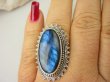 bpe8615 Czarodziejsko Piękny Aksamitny Czarodziej Orientalny Pierścień Pierścionek Niebieski Labradoryt Spektrolit - kamień Zorzy Polarnej r.19 Srebro 925 # - 4