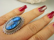 bpe8615 Czarodziejsko Piękny Aksamitny Czarodziej Orientalny Pierścień Pierścionek Niebieski Labradoryt Spektrolit - kamień Zorzy Polarnej r.19 Srebro 925 # - 5