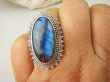 bpe8615 Czarodziejsko Piękny Aksamitny Czarodziej Orientalny Pierścień Pierścionek Niebieski Labradoryt Spektrolit - kamień Zorzy Polarnej r.19 Srebro 925 # - 9