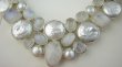 bn1578 KRÓLEWSKA KOLIA - duża MIENIĄCA SIĘ fenomenalna 70 gramów ! CUDOWNA Przepiękna Kolia Naszyjnik Kamień Księżycowy, Perła Biwa Perły Srebro 925 # - 6