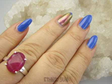 bpee4328 PIĘKNY Elegancki Pierścień Pierścionek OKAZ Rubin Indyjski Rubiny r.21/ r.22 Srebro 925