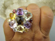 bpee4566 Królewski Klejnot ! WIELOBARWNY DUŻY 19g OKAZ ! Pierścień Pierścionek naturalny Cytryn, Ametyst, Kwarc Dymny, Granaty, Blue Topazy r.16 SREBRO 925 # - 4