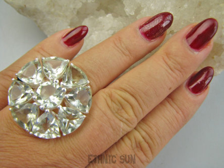 bpee4544 BOSKO PIĘKNY DUŻY 18g !!!! OKAZ Pierścień Pierścionek naturalny Rzadki Zielony Ametyst r.17 SREBRO 925 #