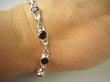 bb3186 Śliczna wygodna wąska ale masywna 20cm Bransoleta z Granatami 7 sztuk szlifowane GRANATY Srebro 925 # - 4