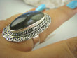 bpe6374 Biżuteria Orientalna !! Długi Pierścień LABRADORYT Spektrolit kamień Zorzy Polarnej w morskich falach r.18 SREBRO 925 # - 4