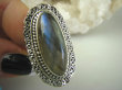 bpe6374 Biżuteria Orientalna !! Długi Pierścień LABRADORYT Spektrolit kamień Zorzy Polarnej w morskich falach r.18 SREBRO 925 # - 7