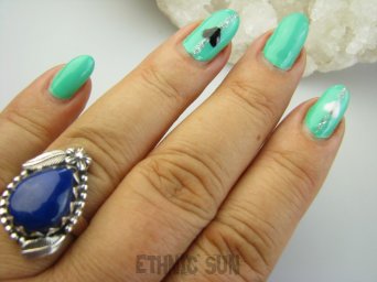 bpe9278 Egzotyczna Piękność !!! Orientalny Piękny Pierścień Pierścionek królewski Lapis Lazuli - strażnik prawdy i mądrości r.22 Srebro 925 #