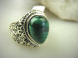 bpe8293 Orientalny Piękny Pierścień zdobiona obrączka MALACHIT - pobudza kreatywność r.19 Srebro 925 # - 4