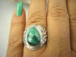 bpe8293 Orientalny Piękny Pierścień zdobiona obrączka MALACHIT - pobudza kreatywność r.19 Srebro 925 # - 3