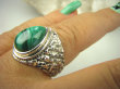 bpe8293 Orientalny Piękny Pierścień zdobiona obrączka MALACHIT - pobudza kreatywność r.19 Srebro 925 # - 2