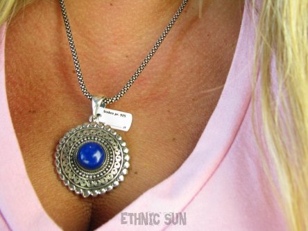 bwe3603 Orientalny 2w1 Niezwykły DWUSTRONNY WISIOR 19 gramów !!! Naturalny Lapis Lazuli i Zielony Onyks Cudo z każdej strony Srebro 925 #