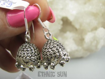 bke1259 BOLLYWOOD Egzotyczne Unikatowe Kolczyki Całe ze Srebra z kuleczkami przepiękne SREBRO 925