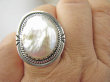bpee4449 Wielka PERŁA BIWA CUDO piękny Elegancki Pierścień Pierścionek z niesamowitą DUŻA opalizująca perła  r.16 Srebro 925 # - 2