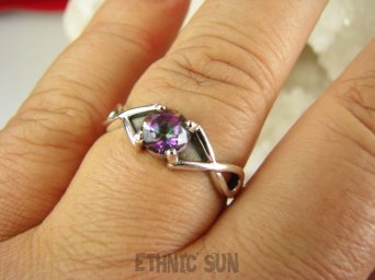 bpee4426 Delikatny śliczny Pierścień Pierścionek szlifowany wielobarwny MYSTIC TOPAZ r.16 Srebro 925