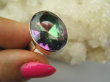 bpee4697 Śliczny Duży kamień TĘCZOWY Pierścionek PIERŚCIEŃ WIELOBARWNY MYSTIC TOPAZ r.19 lśniące Srebro 925 # - 9