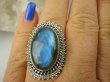 bpe7006 Czarodziejsko Piękny Orientalny Pierścień Niebieski Labradoryt Spektrolit - kamień Zorzy Polarnej r.19 Srebro 925 # - 2