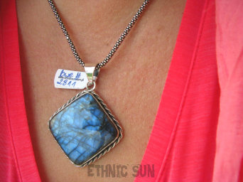 bwe2811 Magicznie PIĘKNY gruby wisior 22 G ! WIELOBARWNY LABRADORYT Spektrolit - kamień Zorzy Polarnej SREBRO 925 #