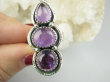 bpe9596 Orientalna Piękność Długi 3.8 cm cudownie zdobiony Pierścień Pierścionek Fioletowy Ametyst Ametysty r.13 Srebro 925 # - 3
