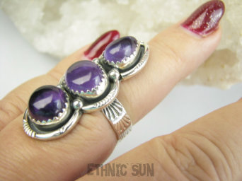 bpe9596 Orientalna Piękność Długi 3.8 cm cudownie zdobiony Pierścień Pierścionek Fioletowy Ametyst Ametysty r.13 Srebro 925 #